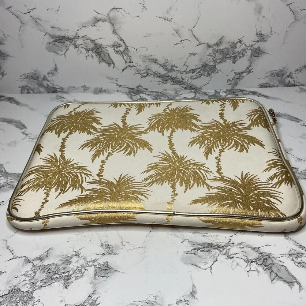 Lilly Pulitzer Gold Palm Tree Print Laptop Sleeve on Cream